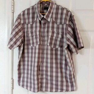 Tony Hawk Plaid Western Short Sleeve Button Down Shirt Men’s XL Pearl Snaps